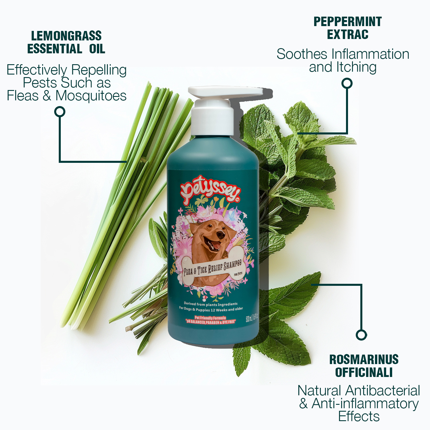 Pet Shampoo Wash Flea & Tick Relief Shampoo