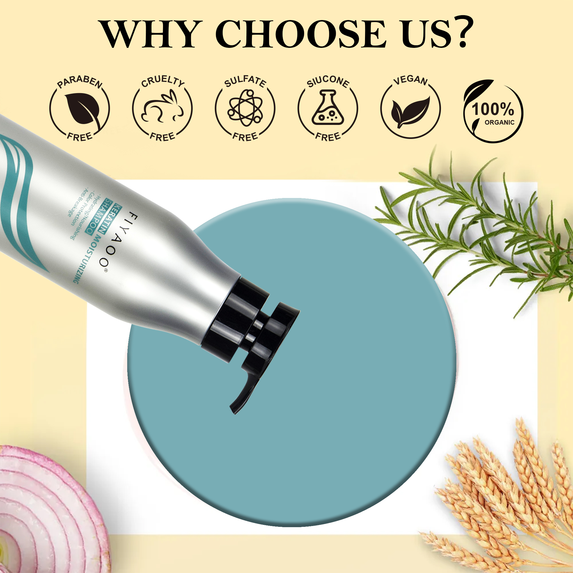  Fiyaoo Hyaluronic Acid Infused Keratin Shampoo