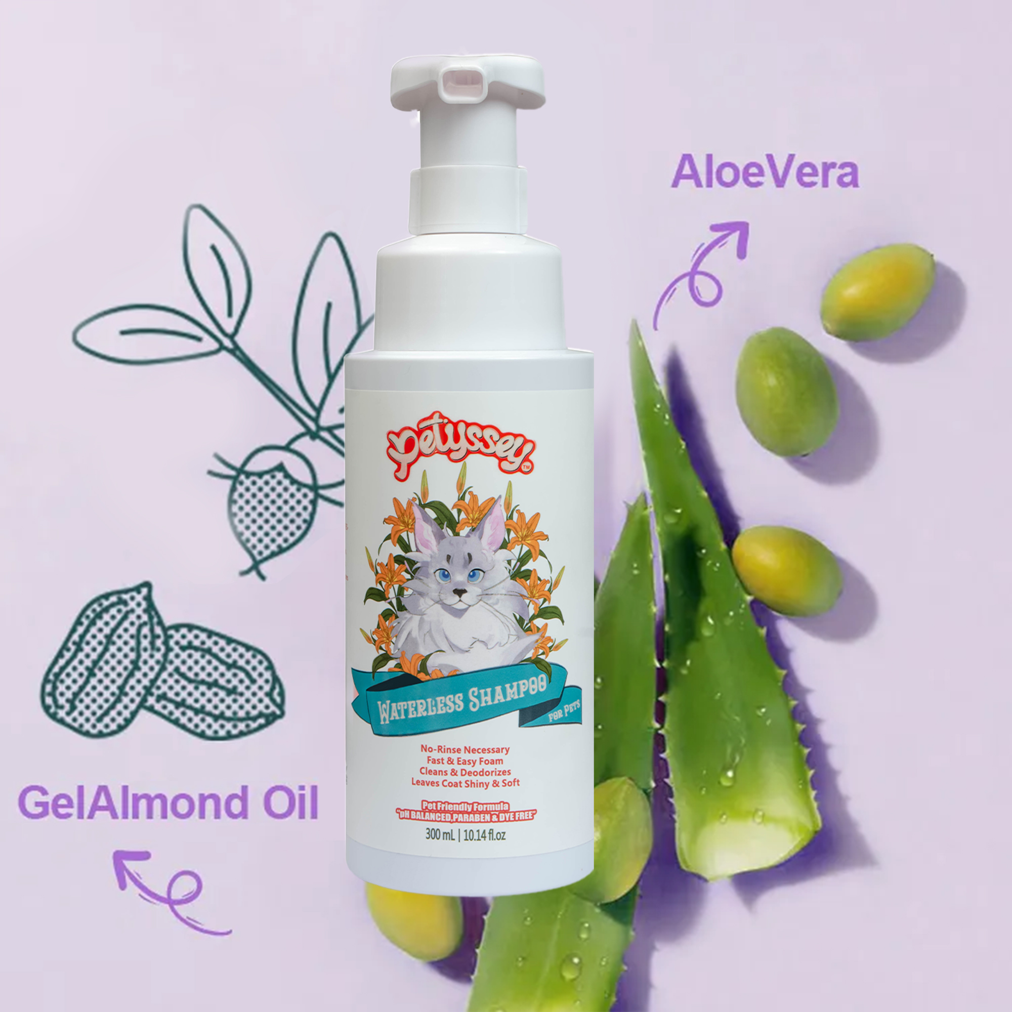 No Rinse Foam Waterless Pet Cat Shampoo