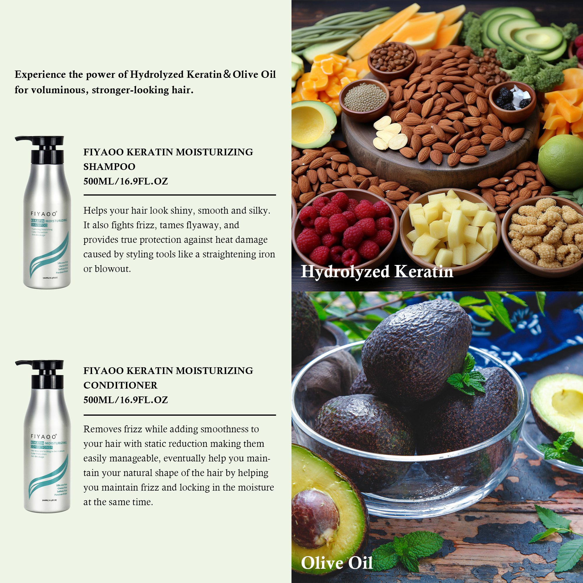  Fiyaoo Hyaluronic Acid Infused Keratin Shampoo