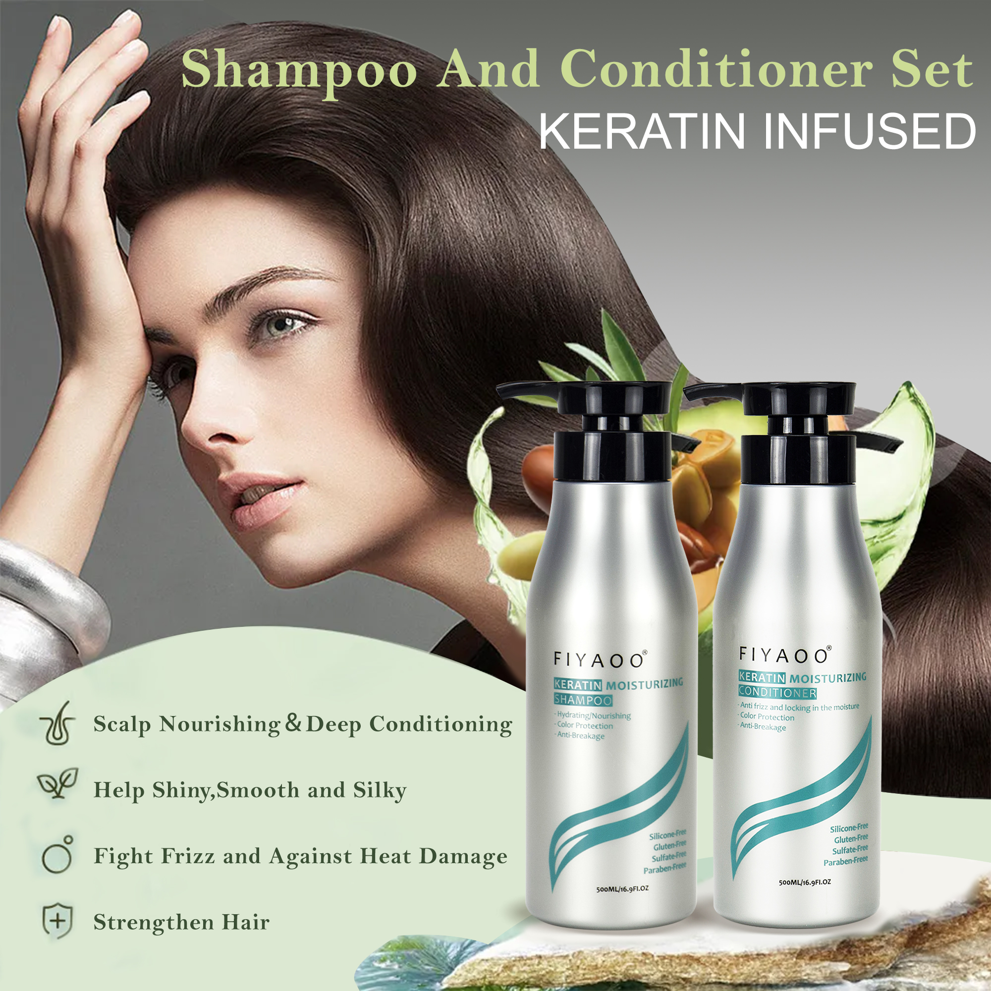  Fiyaoo Hyaluronic Acid Infused Keratin Shampoo
