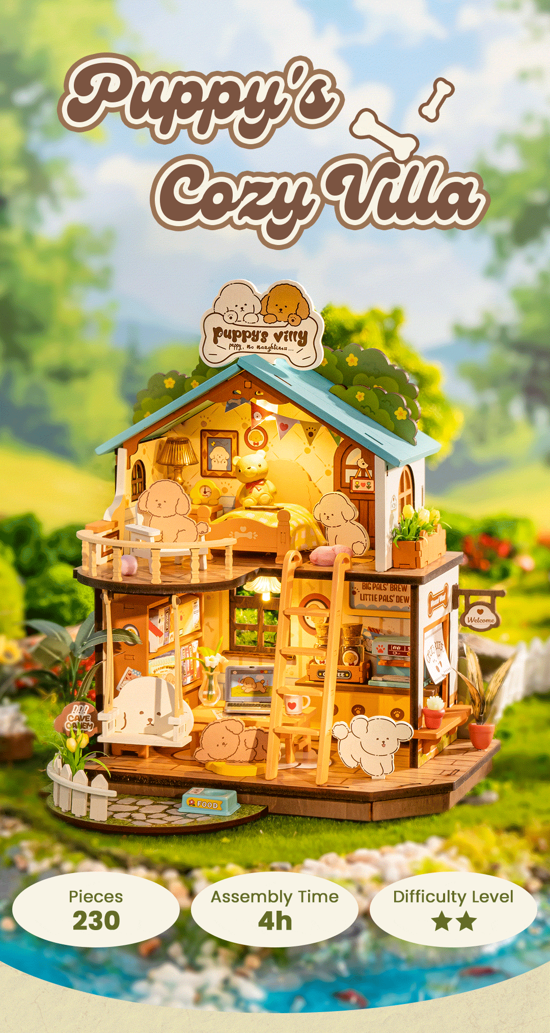 Rolife DIY Miniature House - Puppy's Cozy Villa DG169 title graphic