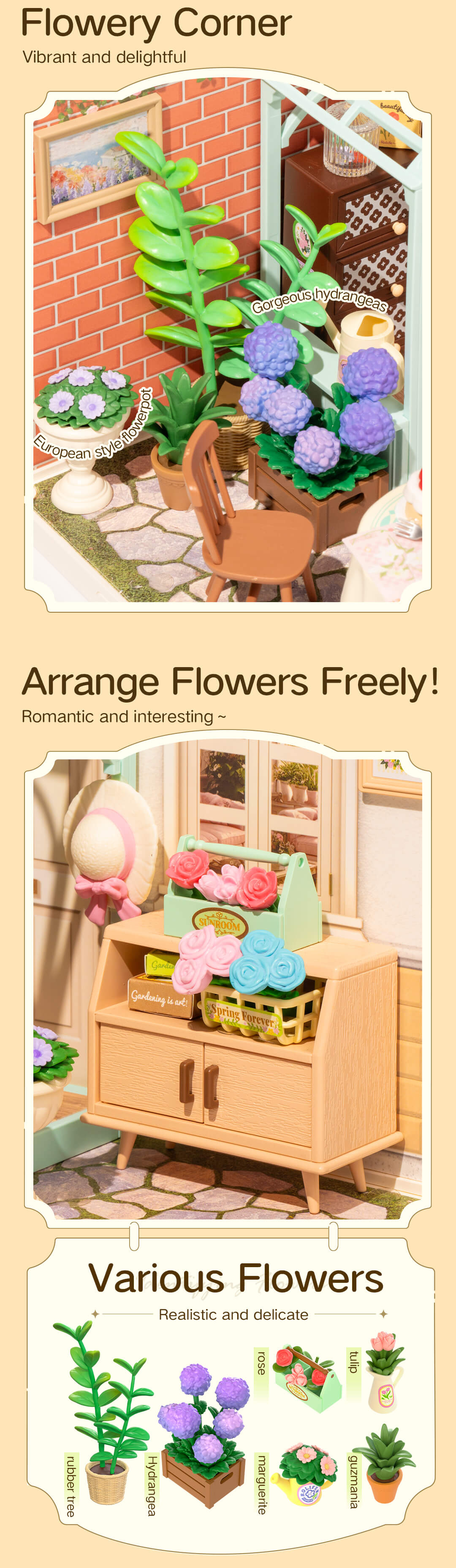 Rolife Blooming Tea Garden DW013B - Plastic Miniature House