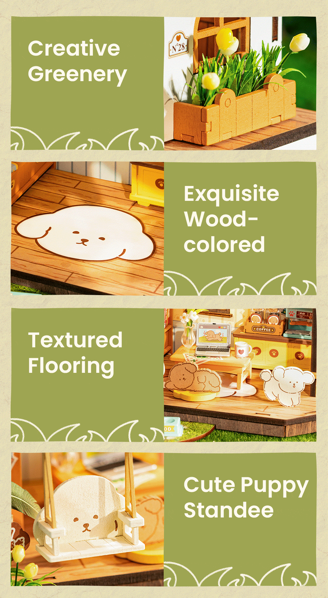 Rolife DIY Miniature House - Puppy's Cozy Villa DG169 combination display graphic