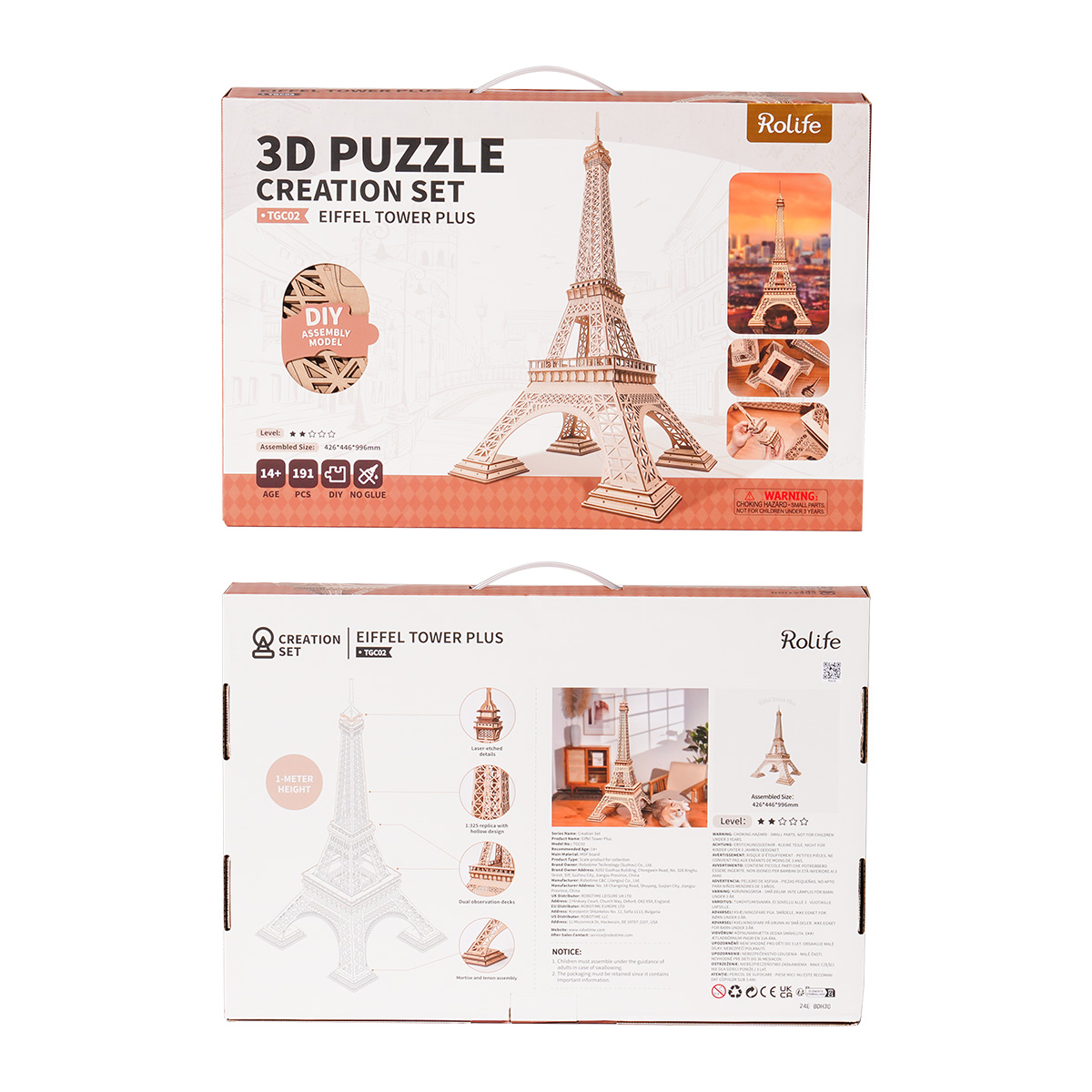 Rolife 3D Wooden Puzzle - Eiffel Tower Plus TGC02