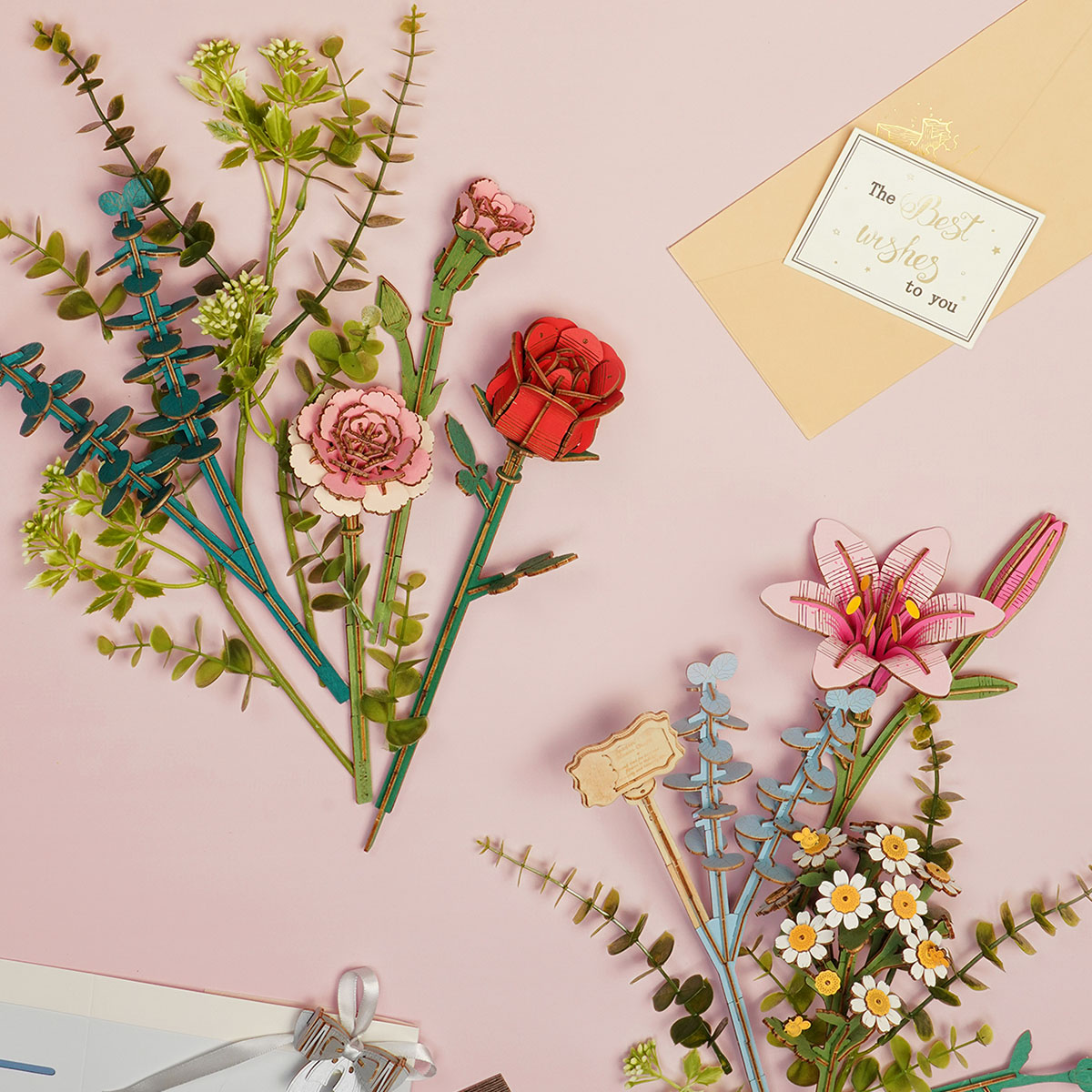 Rowood DIY 3D Puzzle - Wooden Flower Basket TW03H