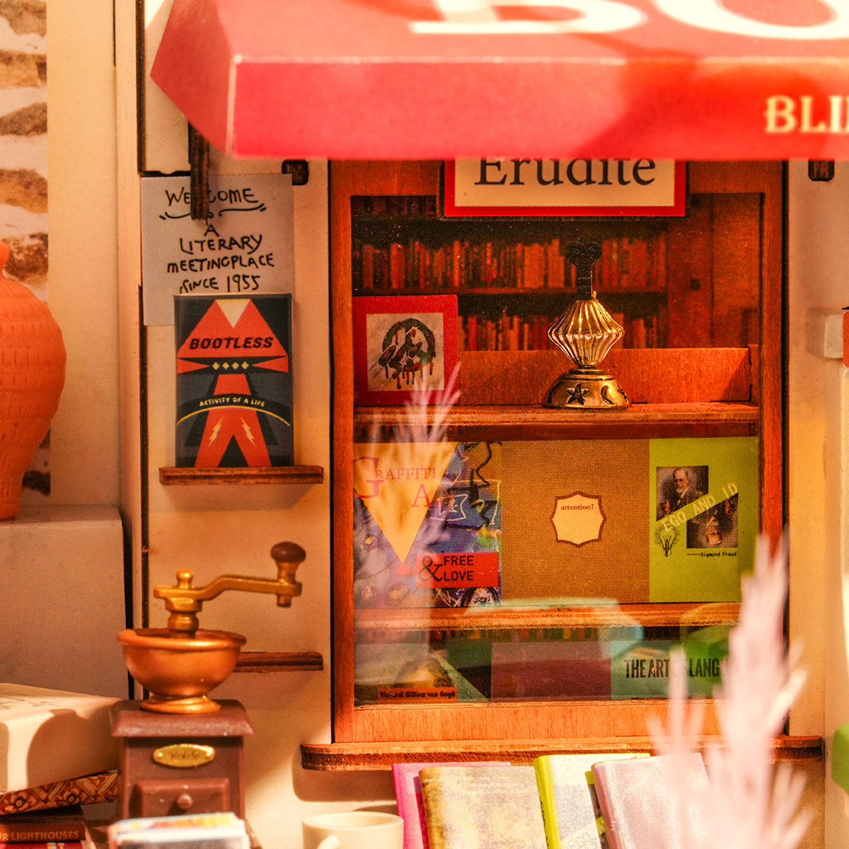 Rolife Corner Bookstore DG164 miniature bookstore ready for personal details