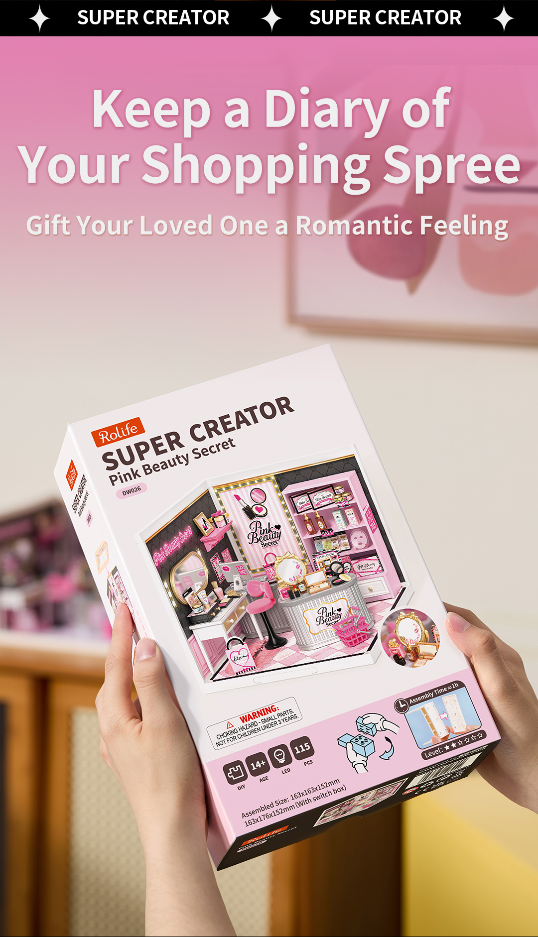 Pink Beauty Secret Super Creator package held in hand for gifting display