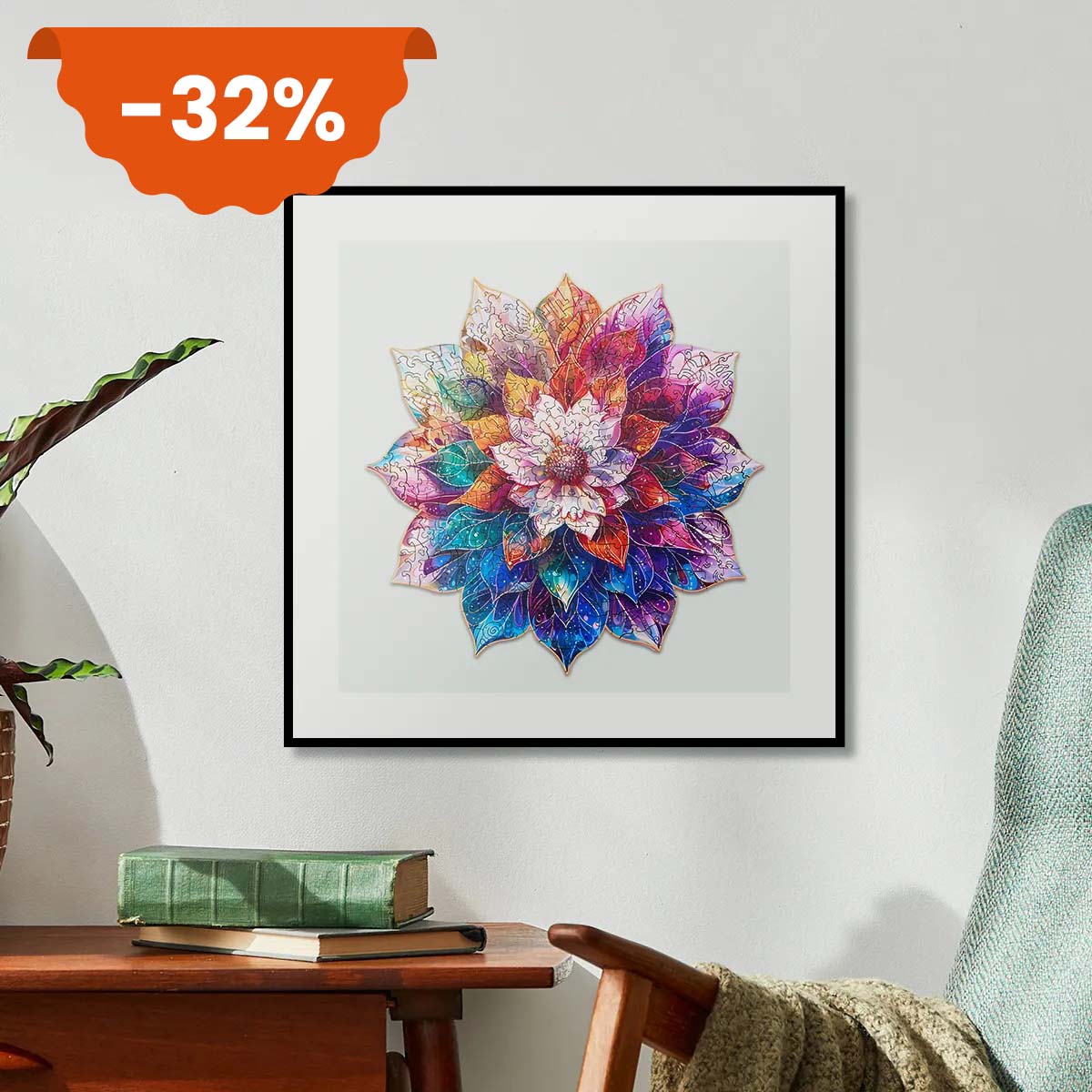 Rowood Wooden Jigsaw Puzzle - Mystic Mandala  Flower 