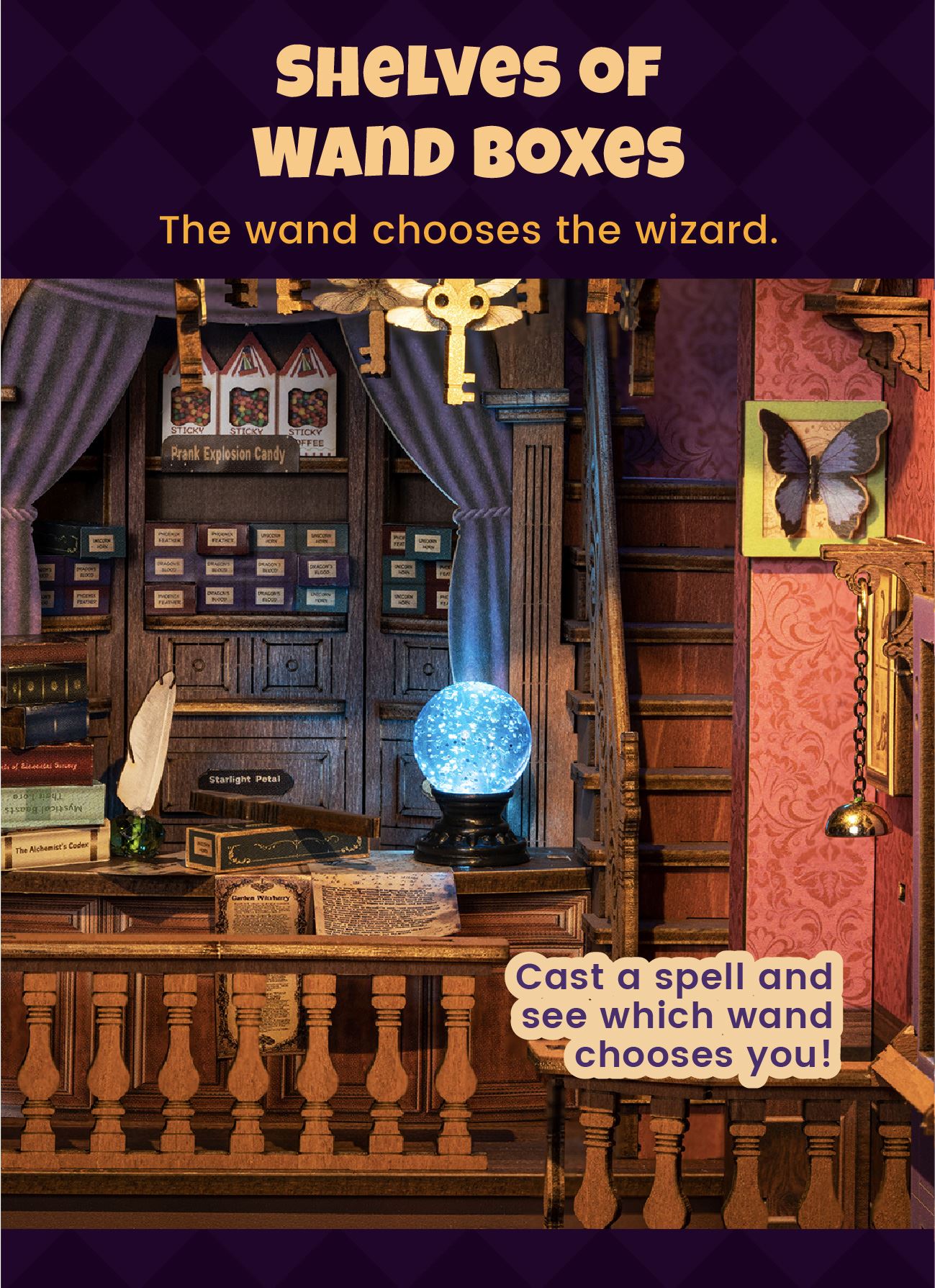 Whisper Magic Shop miniature furniture and wall decor close-up
