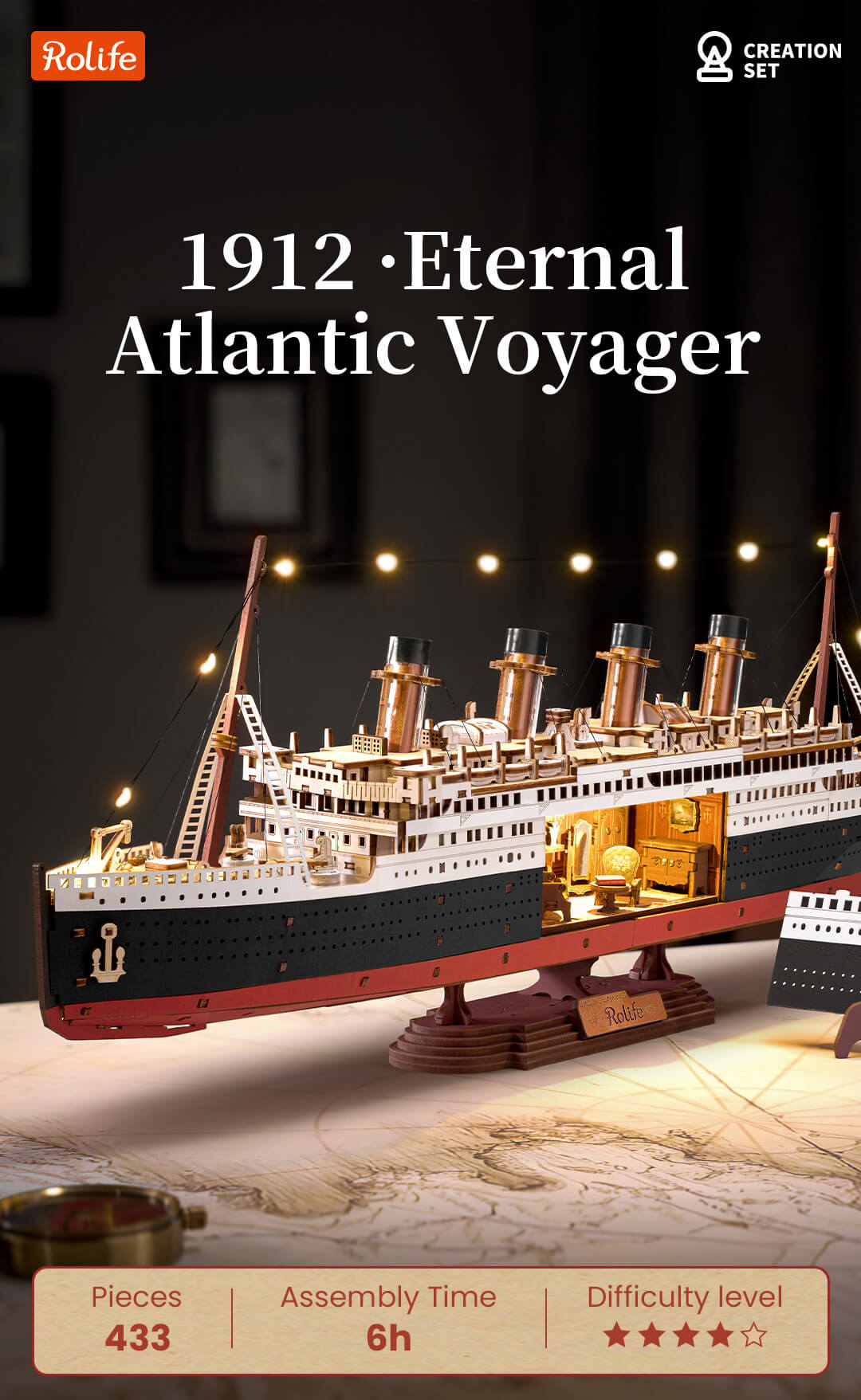 Rolife 3D Wooden Puzzle - Titanic Eternal Atlantic Voyager TGL02