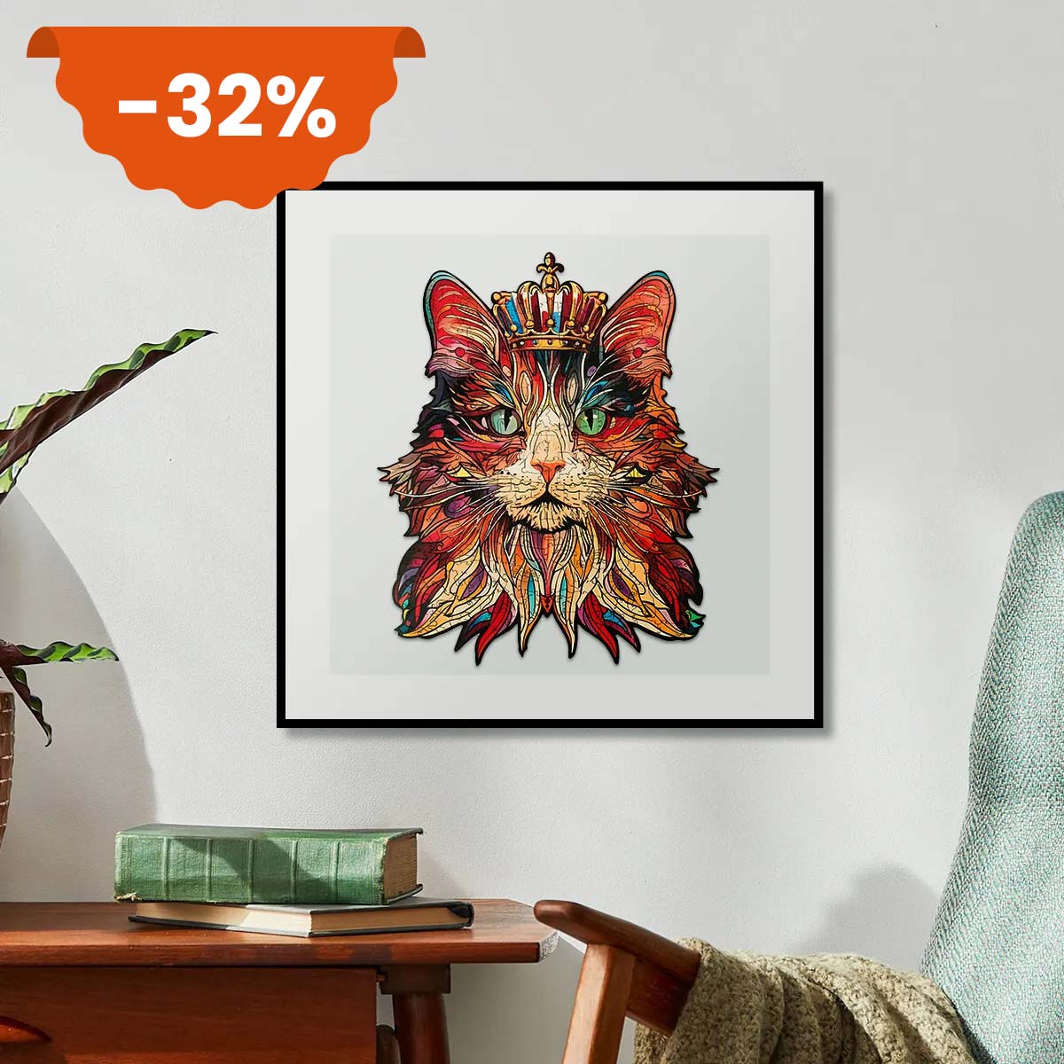 Rowood Wooden Jigsaw Puzzle - Cat King 