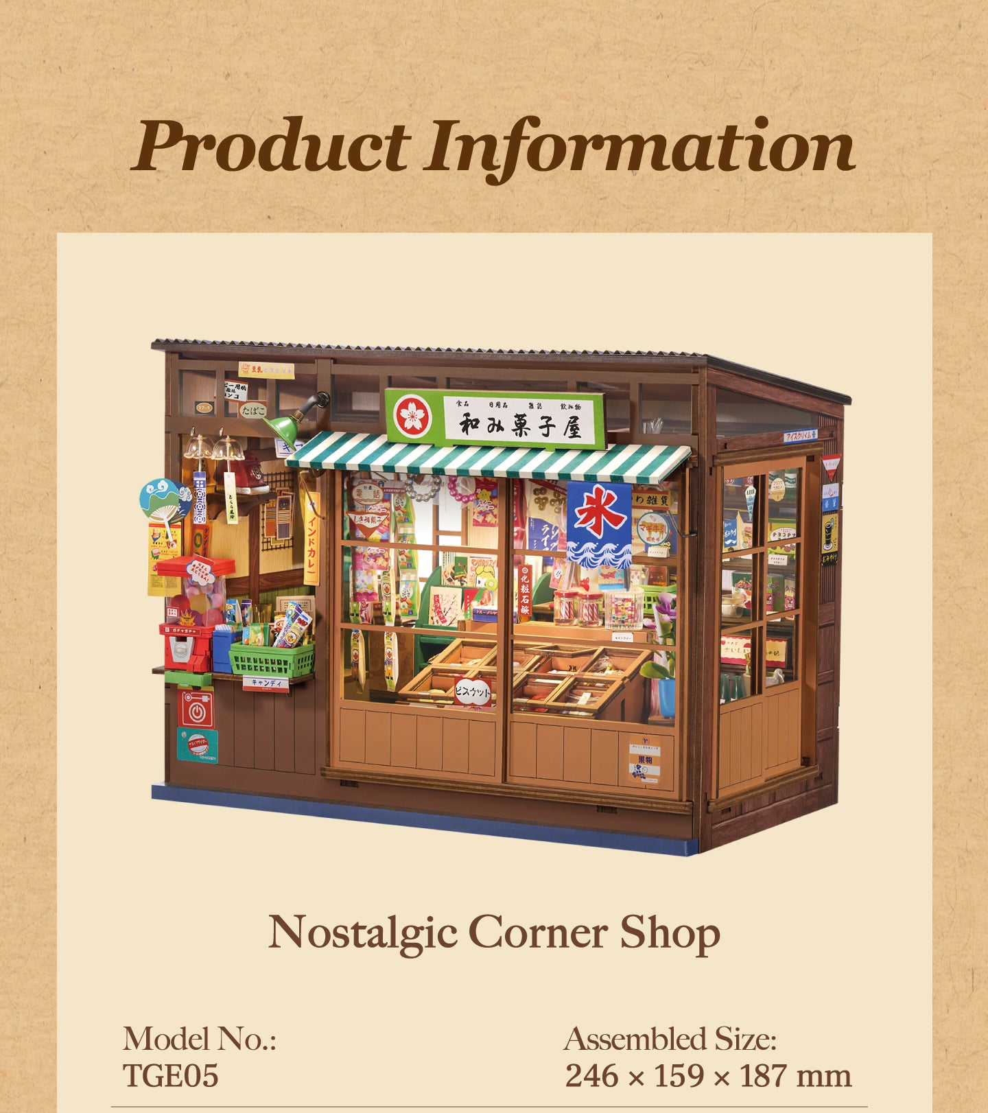 Rolife Nostalgic Corner Shop TGE05 decorative accessories and nostalgic street shop storytelling graphic