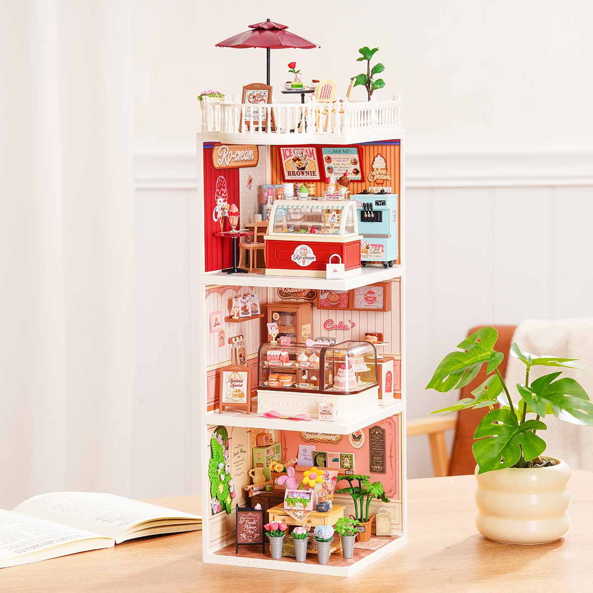 Rolife Super Creator Kit Miniatura Fai-da-te - Chic Café Terrace - Compatibile Con Casette Delle Bambole
