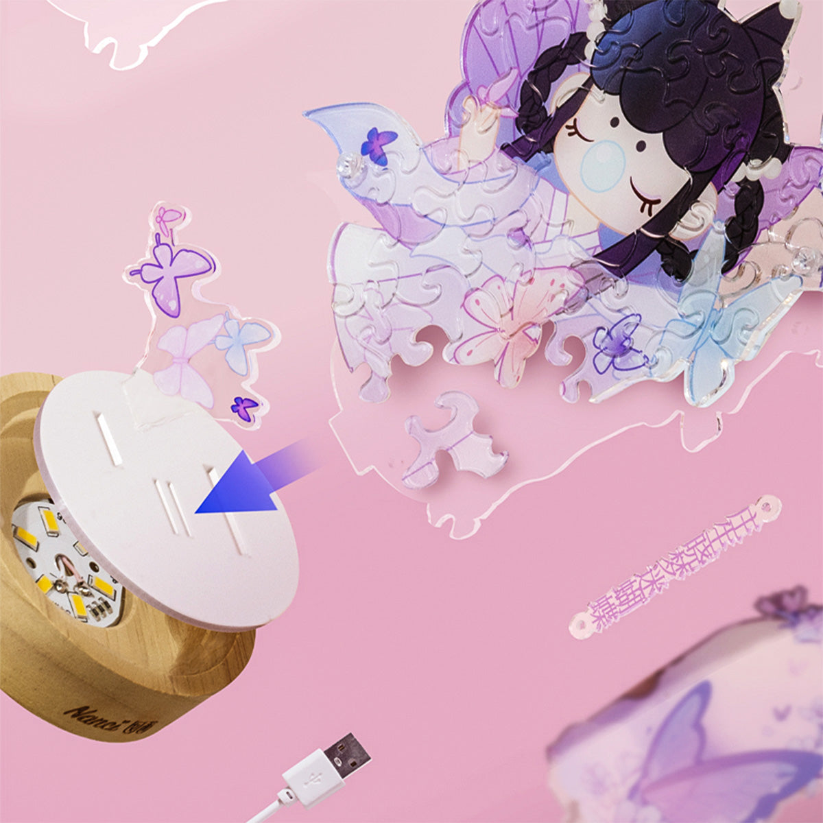 Rolife Acrylic Puzzle Night Light - Butterfly Lingering  PTY001