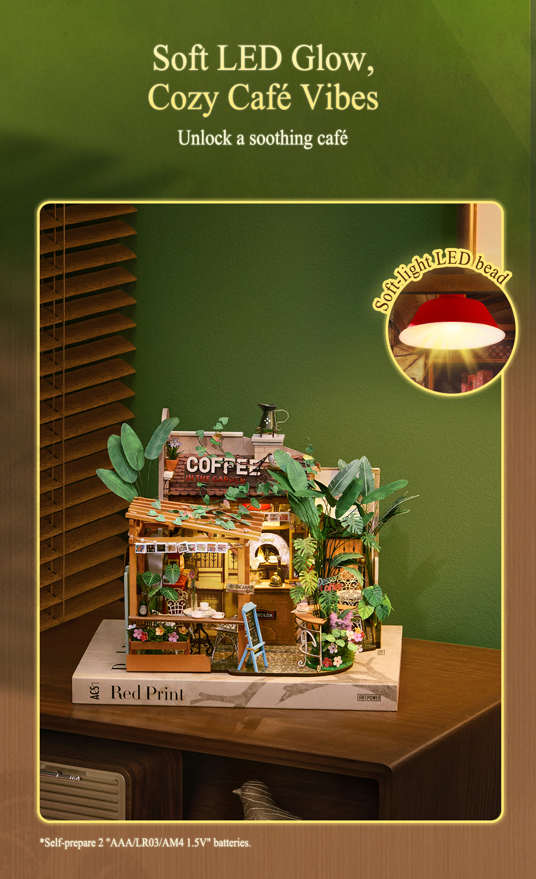 Leafree Café snap-fit assembly and no-glue instruction graphic