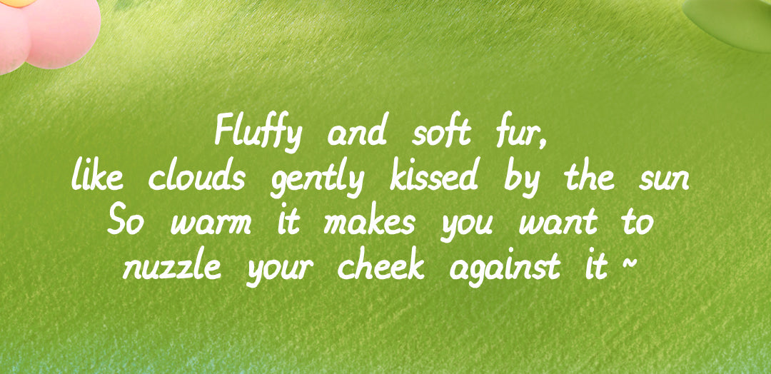 Rolife Nanci Spring Bear MN003 soft fur feature text on a green background.