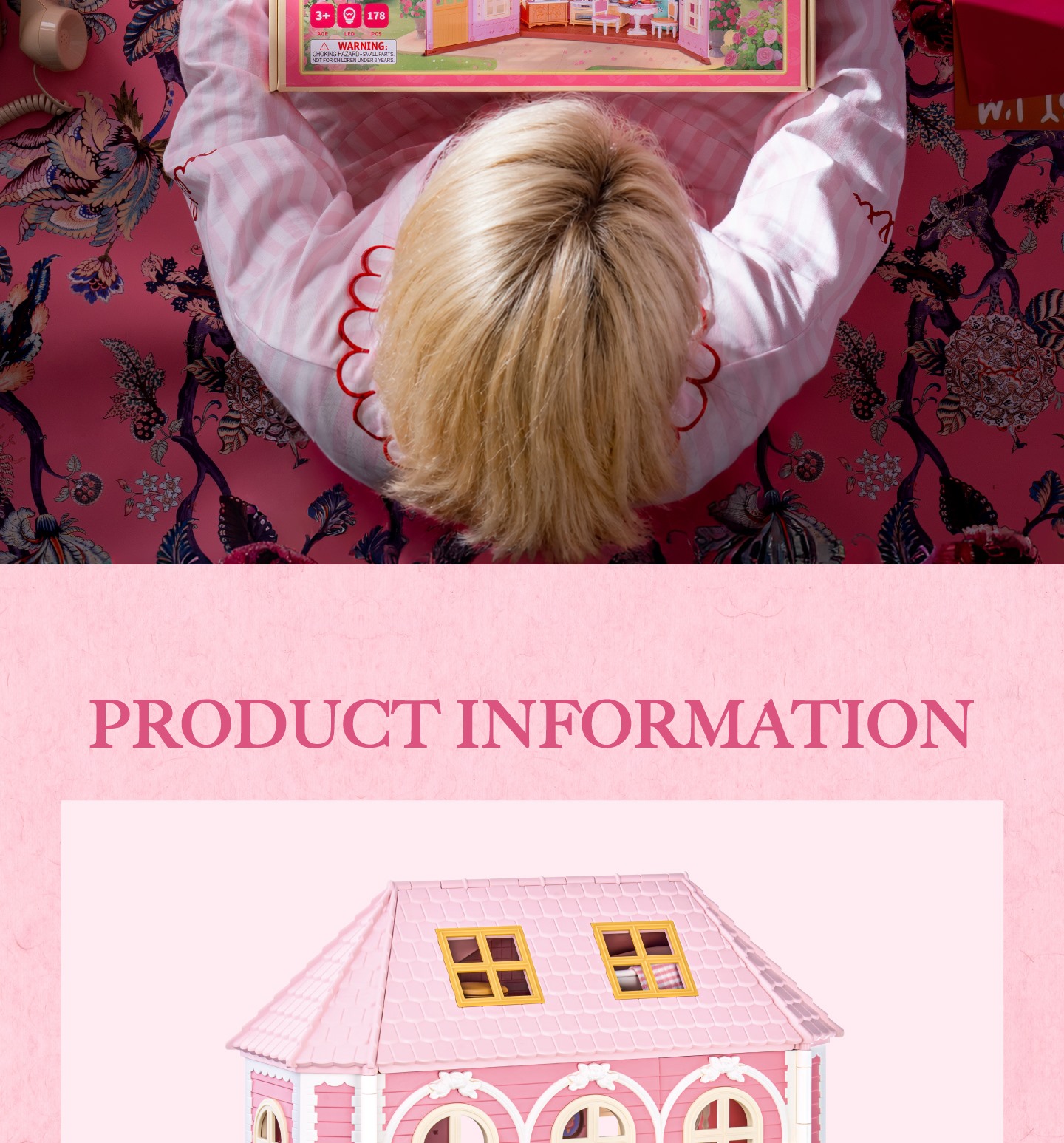 Fairy Rose Cottage product information section with package and finished model