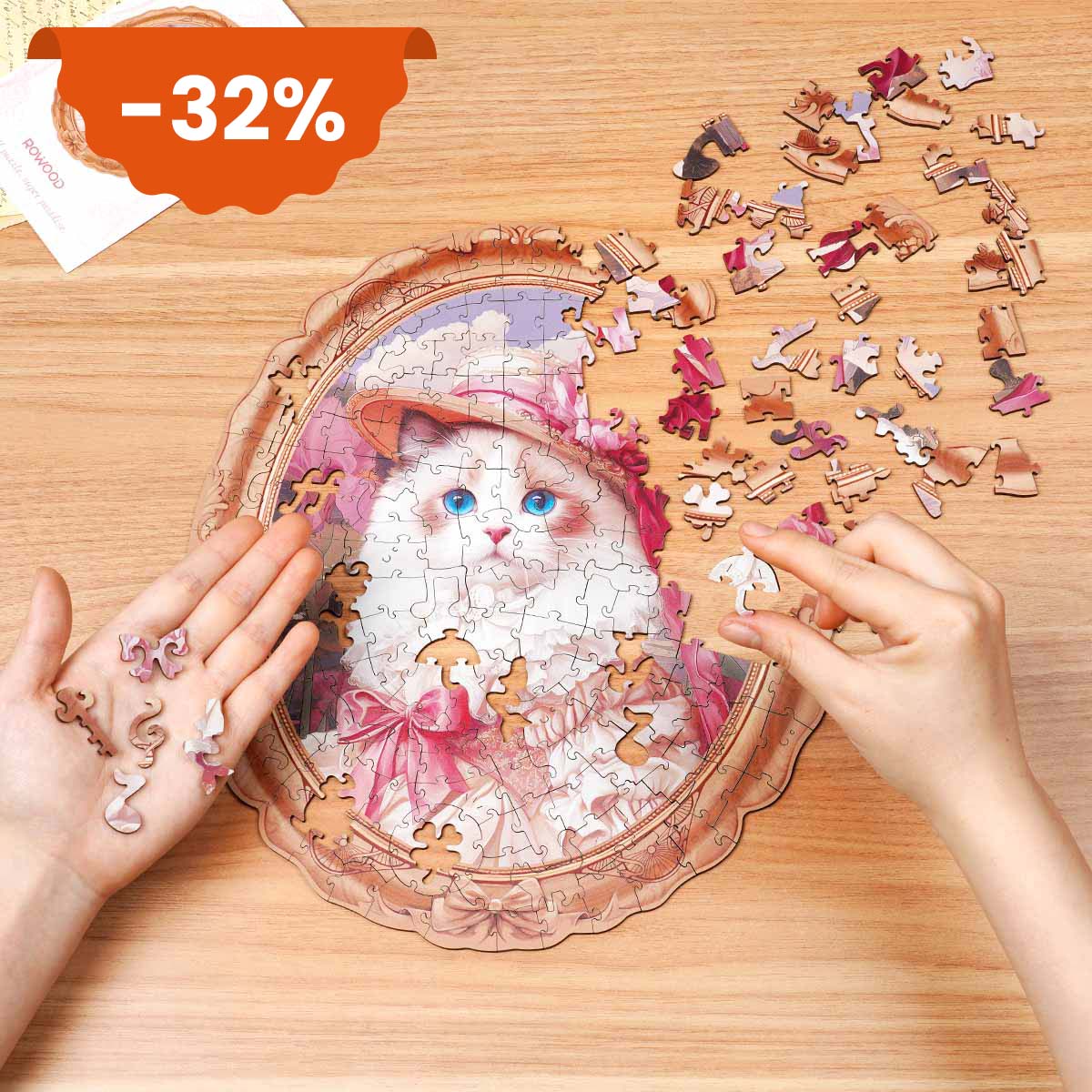 Rowood Springtime Kitty Portrait Wooden Jigsaw Puzzle
