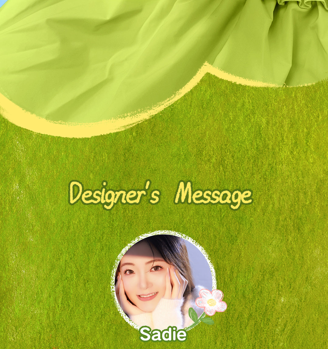 Rolife Nanci Spring Bear MN003 designer message panel with Sadie portrait.