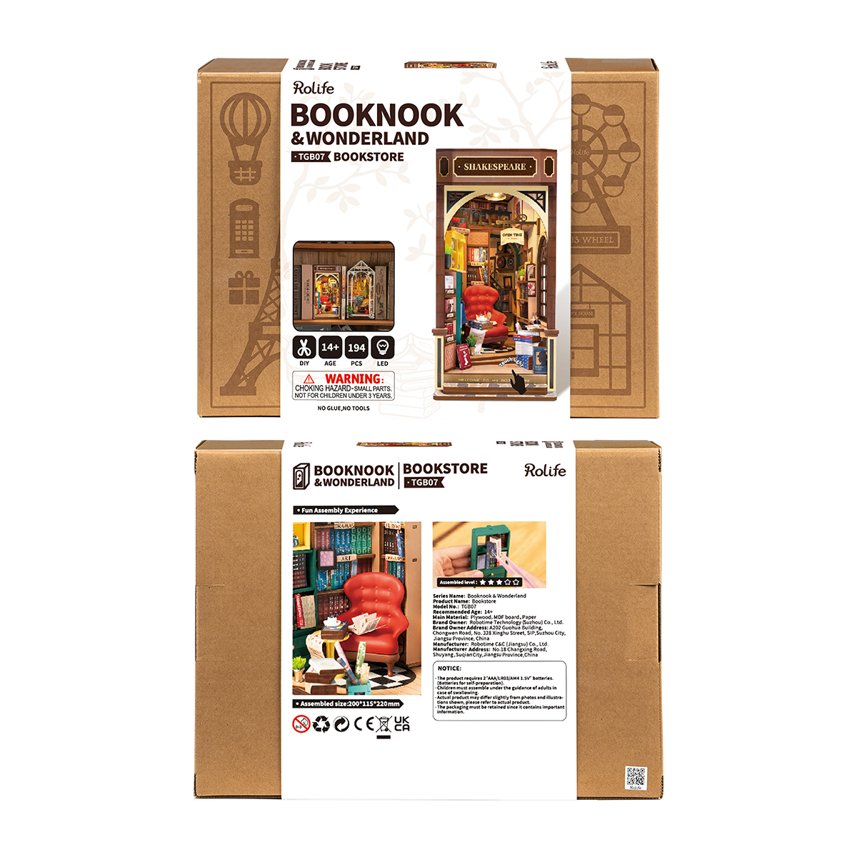 Rolife Book Nook Shelf Insert - Bookstore TGB07 packaging