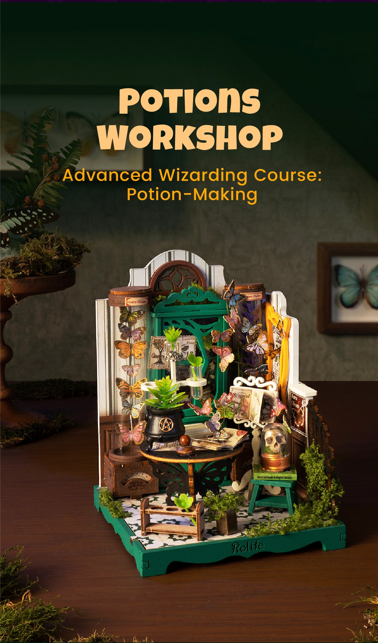 Rolife Potions Workshop DIY Miniature House completed product lifestyle display
