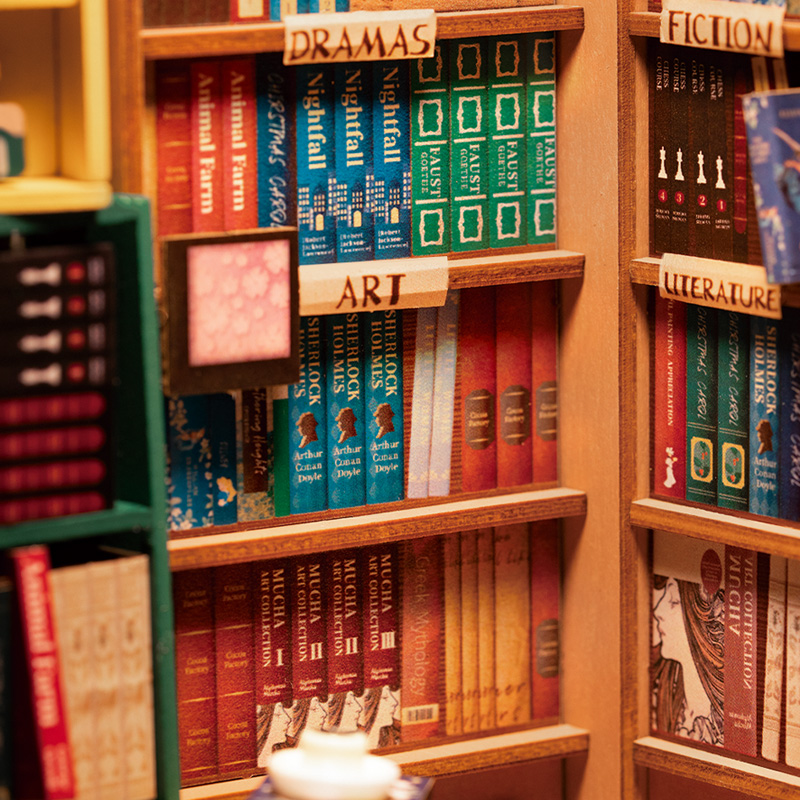 Rolife Book nook, bokhörna, set med gör-det-själv-modellsats för vuxna,  motiv med Shakespeares bokhandel, diorama, dekoration för bokhylla,  bokstöd