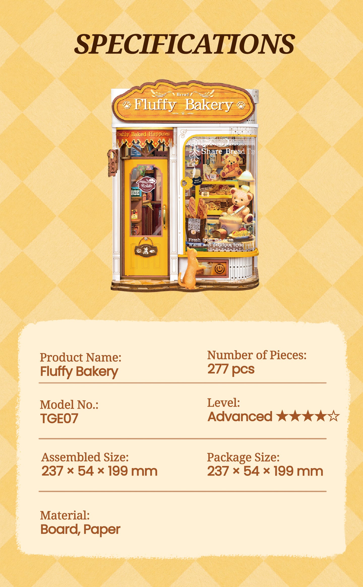 Fluffy Bakery collection display with matching miniature kits