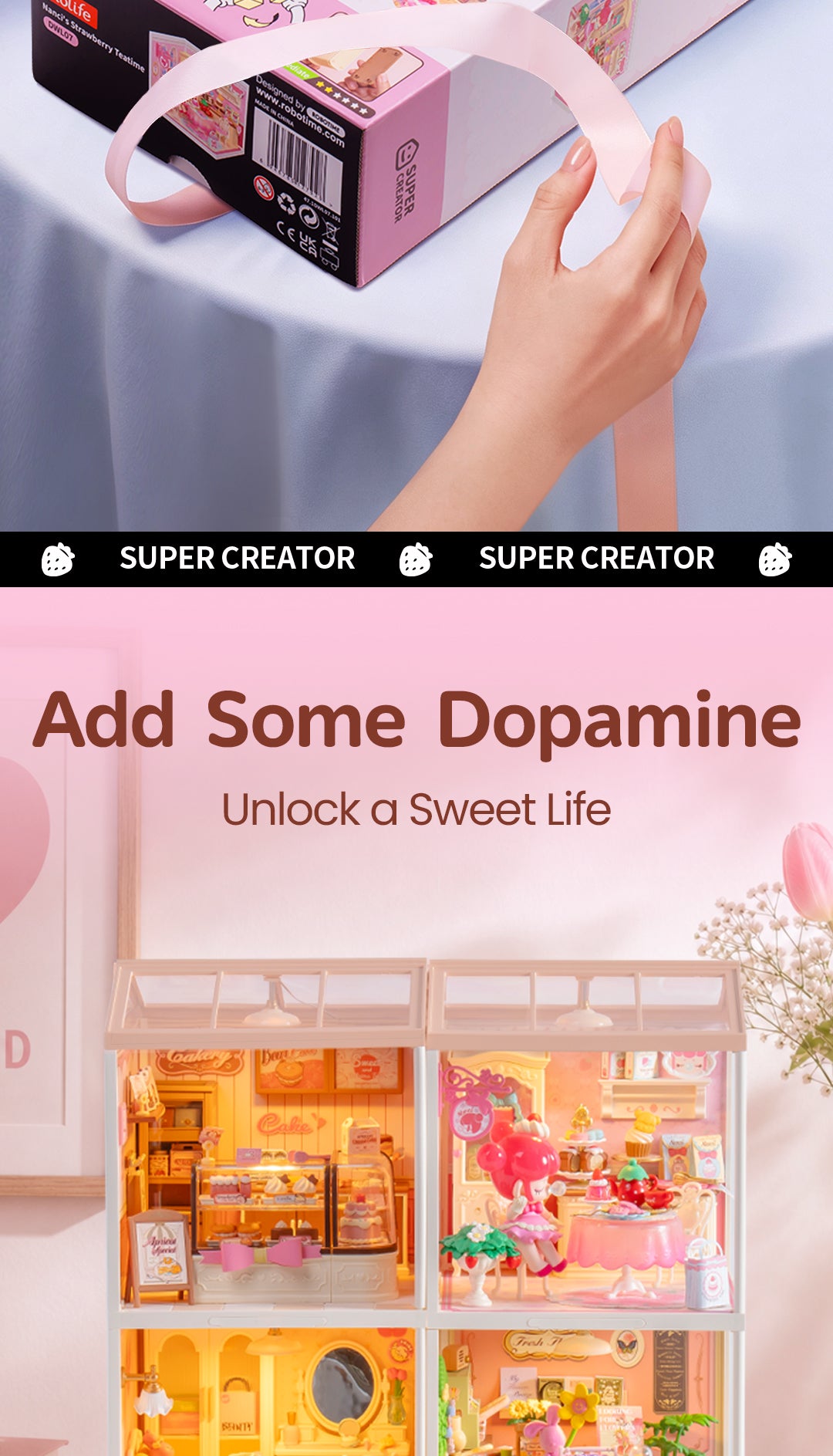 Rolife Nanci Strawberry Teatime Super Creator detail image showing nanci