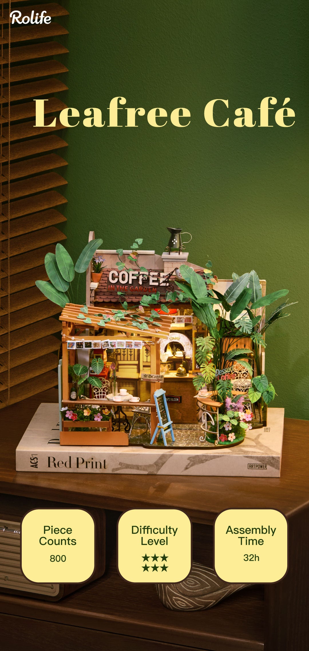 Leafree Café detail image showing Advanced DIY Challenge: Enjoy a rewarding 32-hour build with glue included.