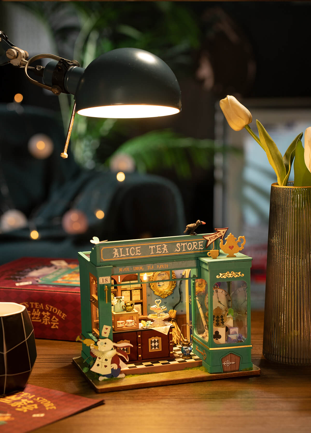Alice's Tea Store DG156 warm tabletop display scene graphic