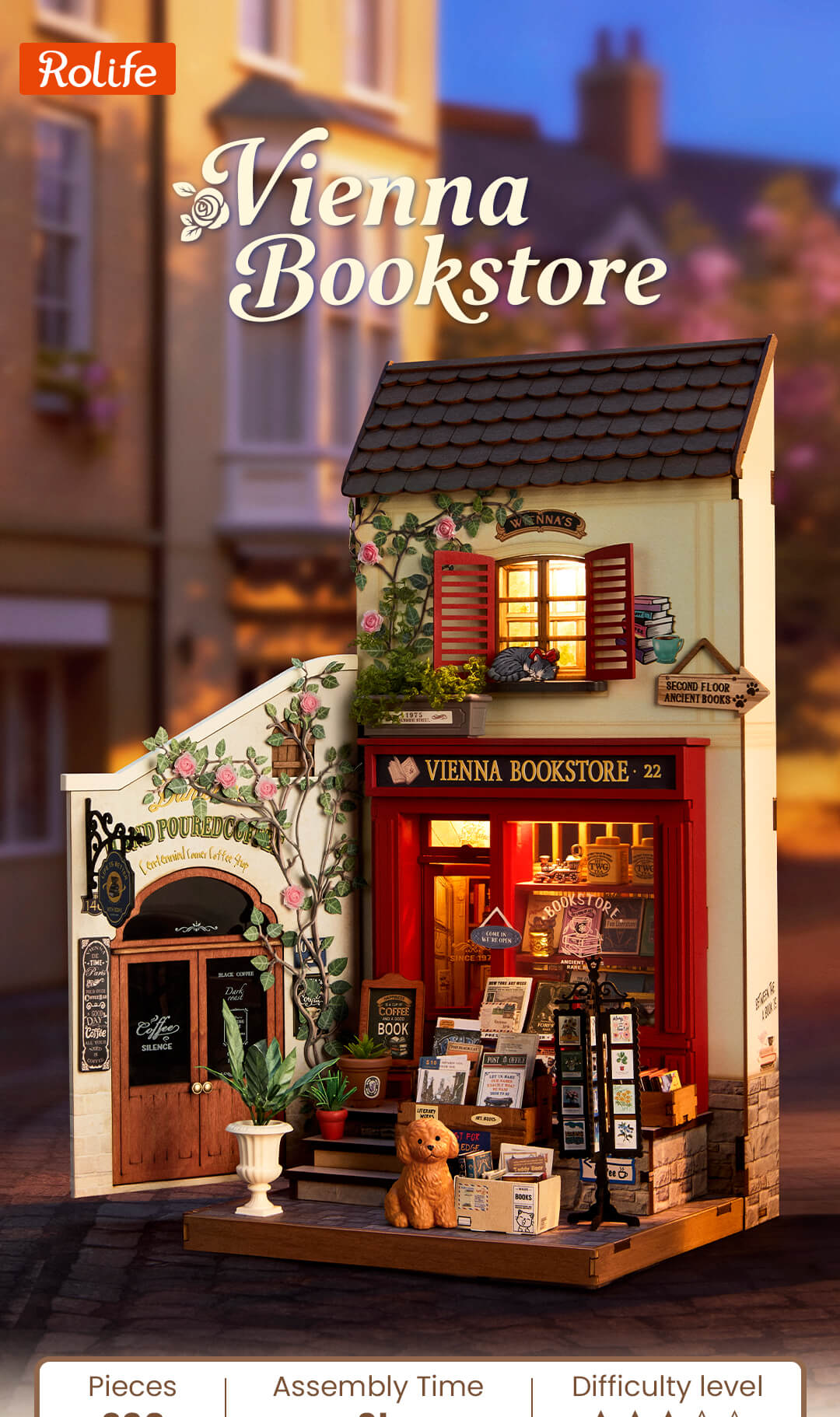 Rolife Vienna Bookstore DIY Miniature House DG183