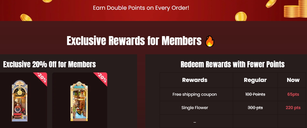 Double Reward Points + Member-Only 20% Off