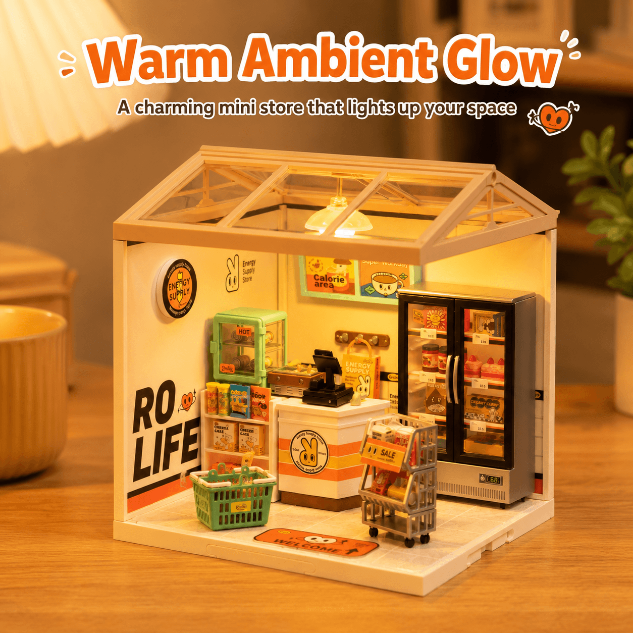 Rolife Energy Supply Store DW002 warm ambient glow convenience store display scene