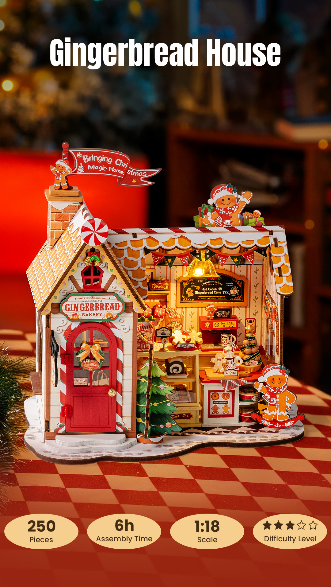Rolife Gingerbread House DIY Miniature House DG176 | Robotime
