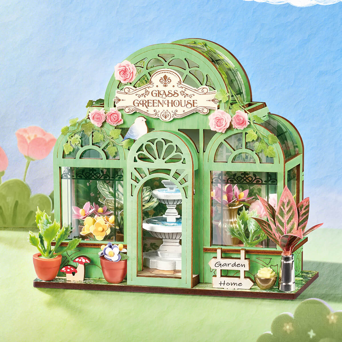 Rolife Green Fountain Garden DIY miniature house kit