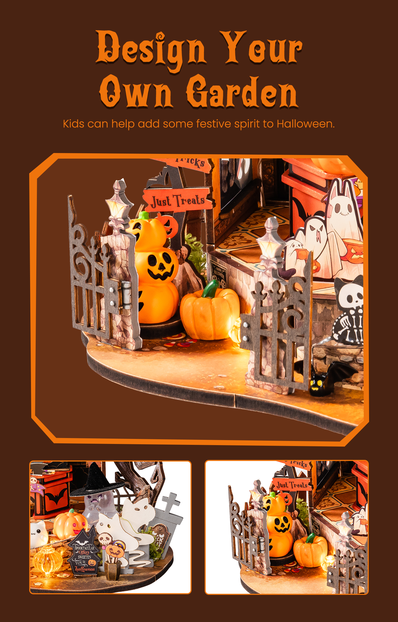 Haunted Candy House detail image showing Ghosts Shift Before Your Eyes: View the side cabinet from different angles, the ghosts appear awake!