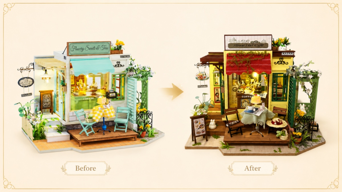 How a Rolife Flowery Sweets & Teas Kit Became a Cozy Straw Hat Cafe