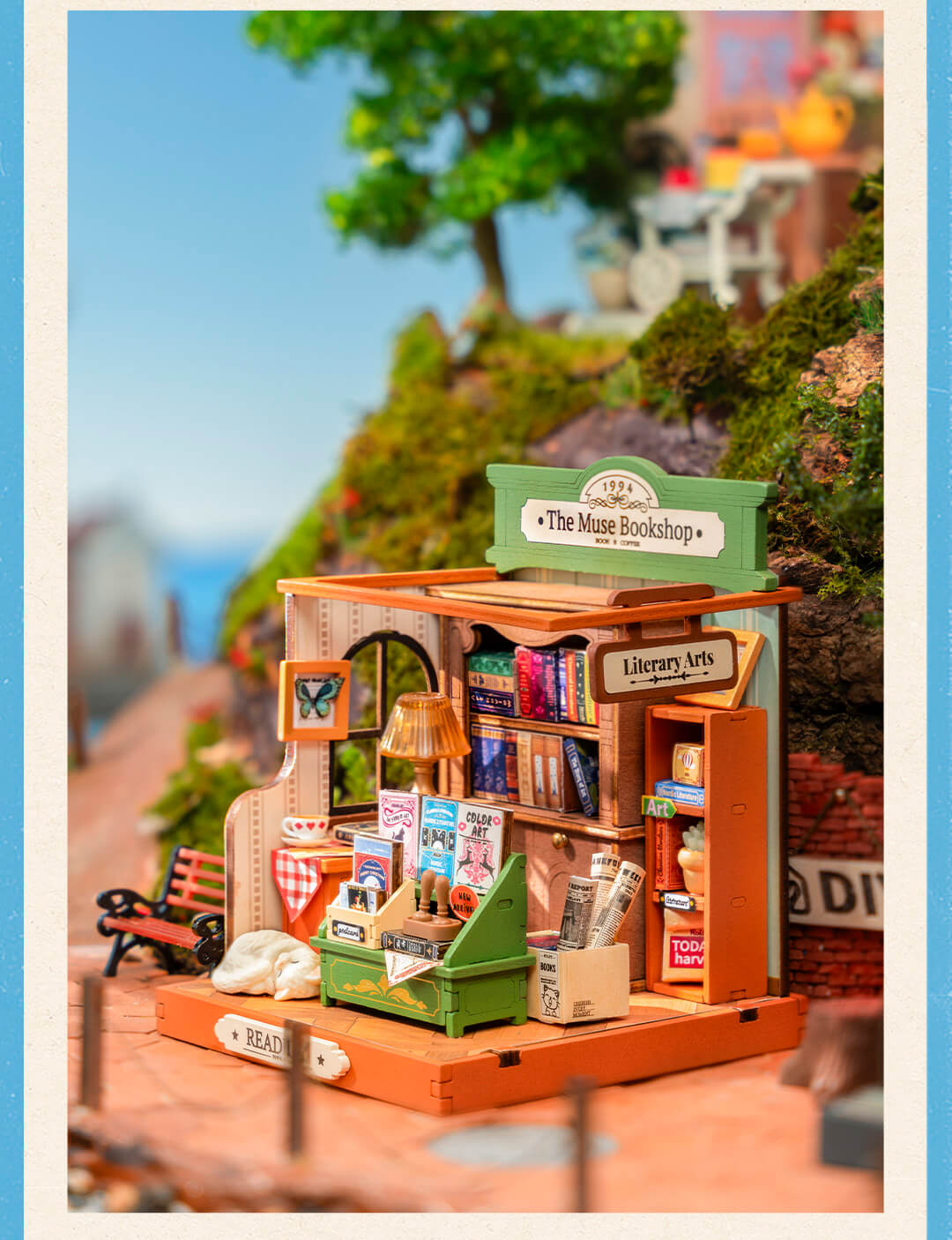 Rolife Little & Warm Space Series3 The Muse Bookshop miniature bookstore scene graphic