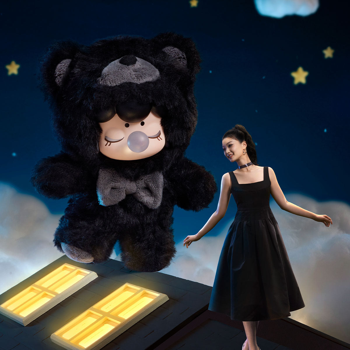 Black Midnight Dance Nanci Bear plush pendant in a lifestyle scene