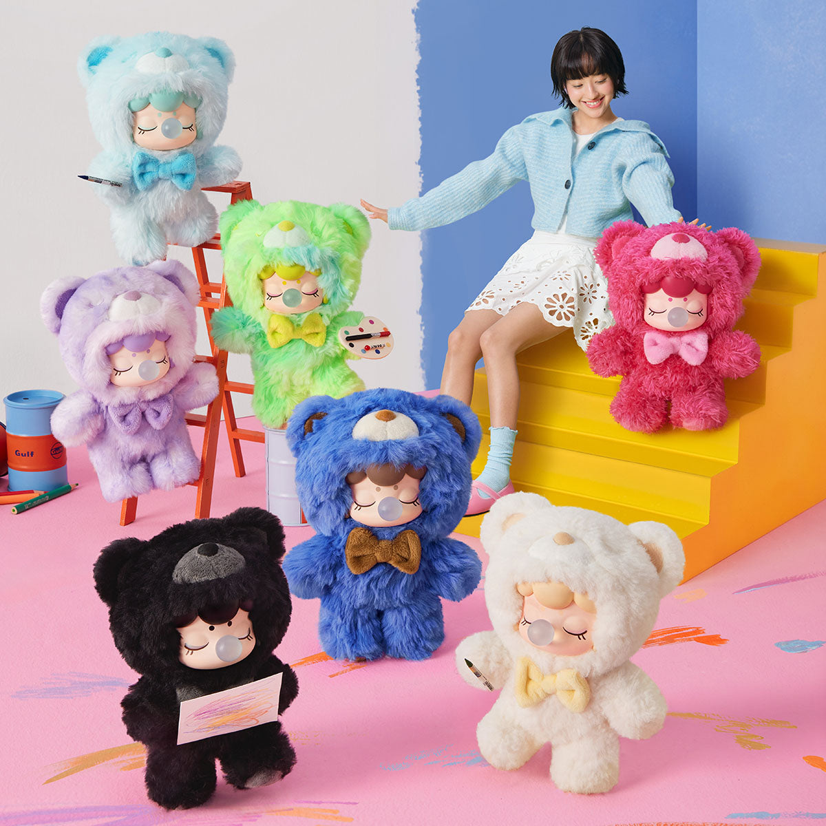 Full Nanci Bear Inner World plush pendant collection in seven emotional colors