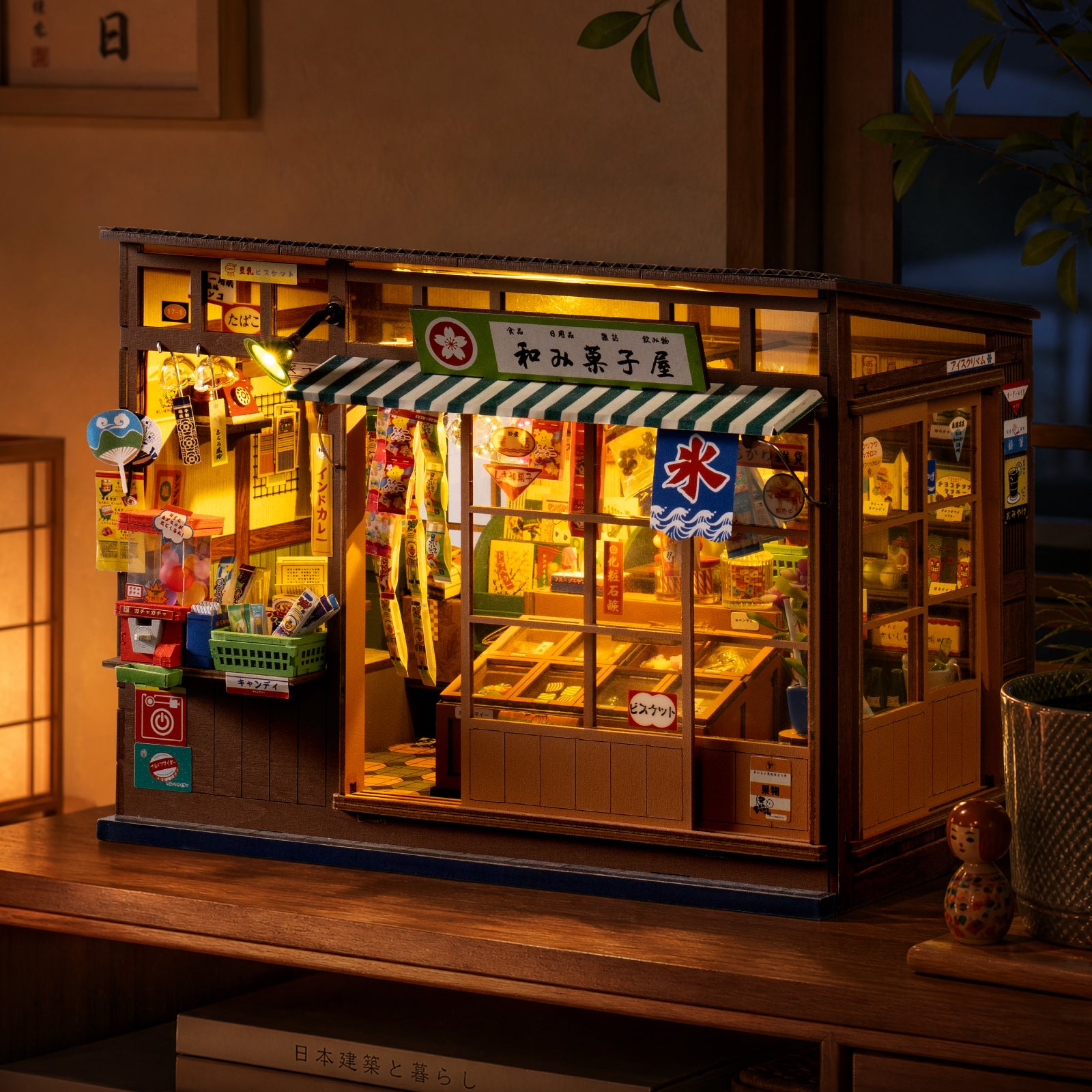 Rolife Nostalgic Corner Shop TGE05 illuminated retro storefront and cozy interior display