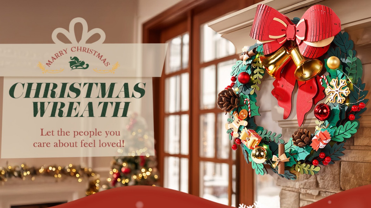 Rolife DIY Christmas Wreath Kit Light Up Your Home with Holiday Cheer