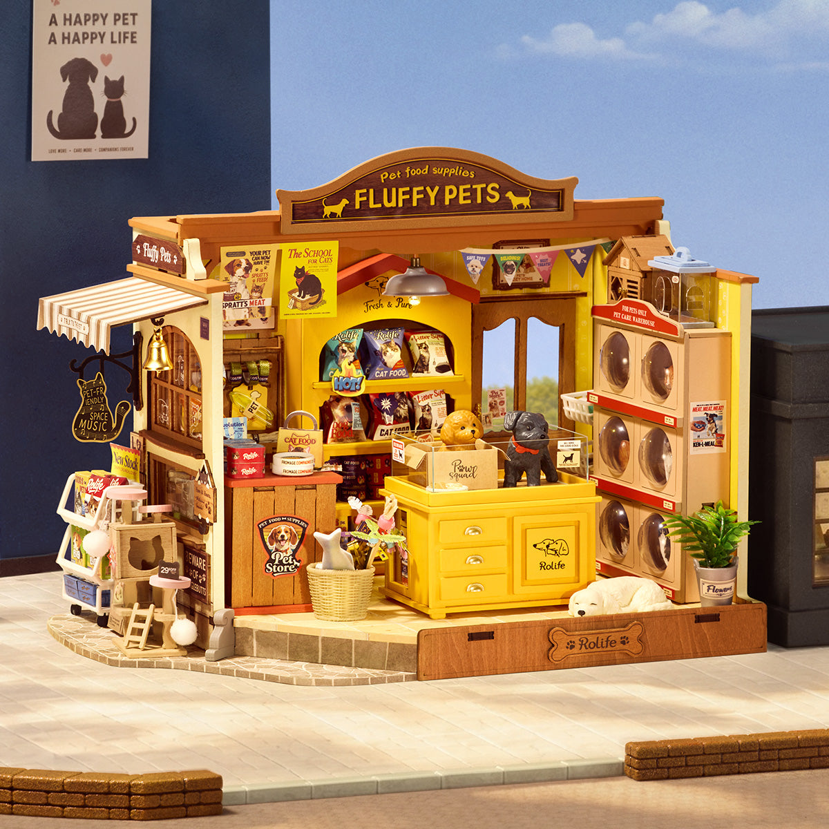 Rolife Fluffy Friends Store DIY Miniature House lifestyle display scene