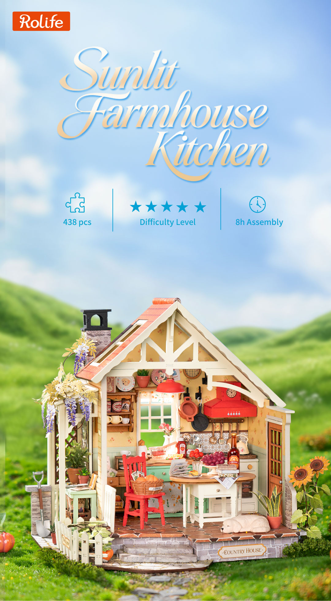 Rolife DIY Miniature House - Sunlit Farmhouse Kitchen DH101