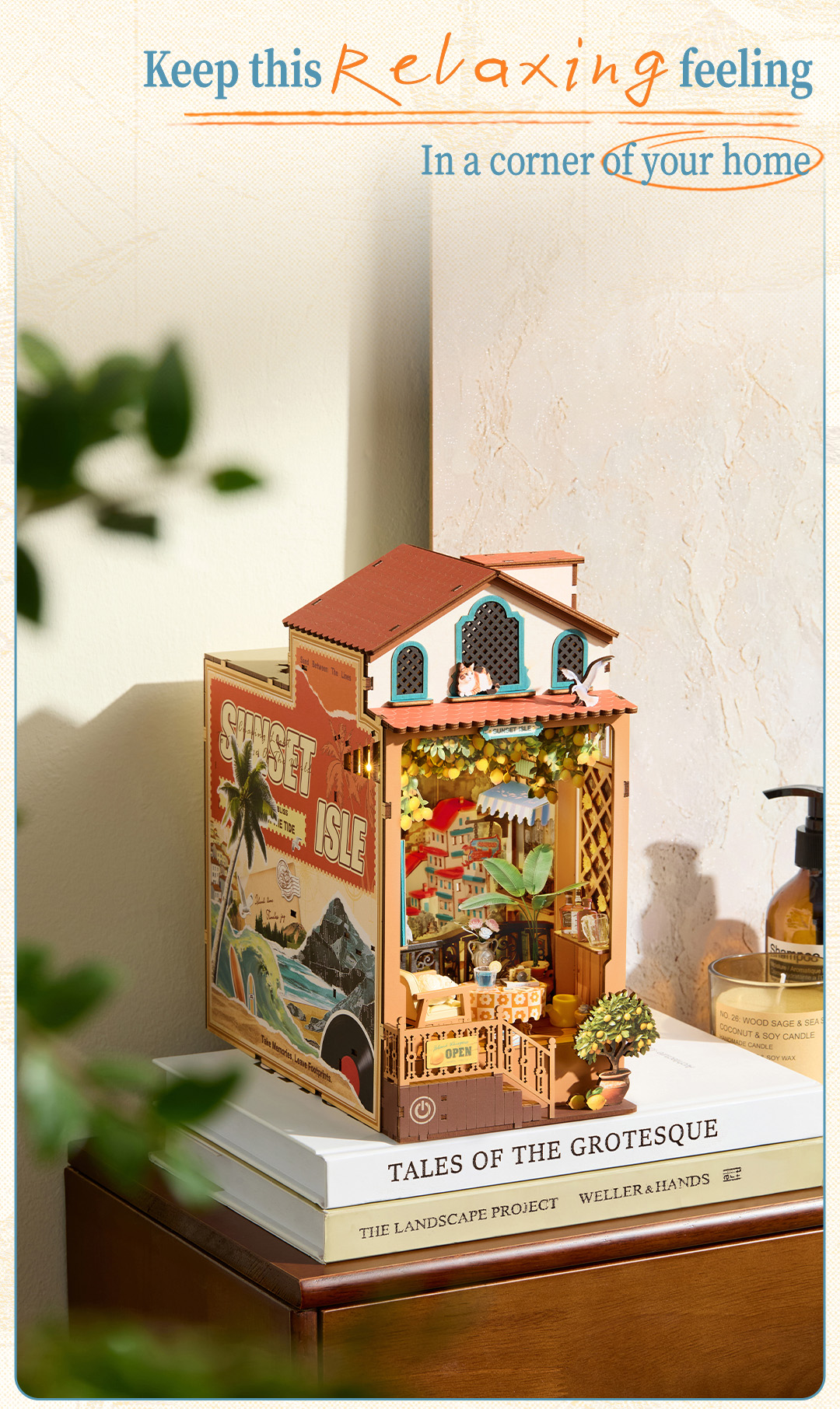 Rolife Sunset Isle TGB18 styled home display scene on tabletop