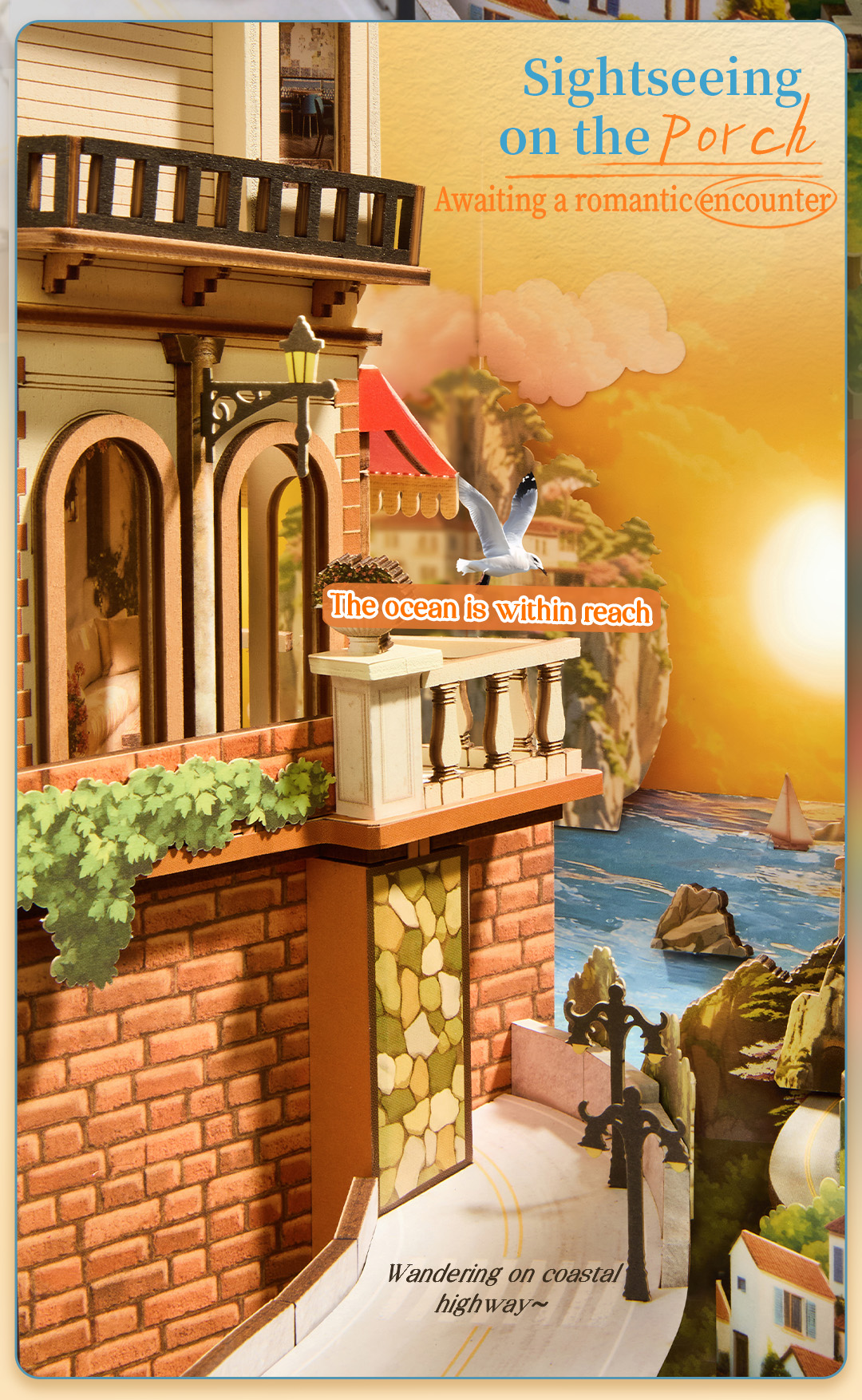 Rolife Sunset Isle TGB18 porch detail graphic with seaside balcony and ocean view