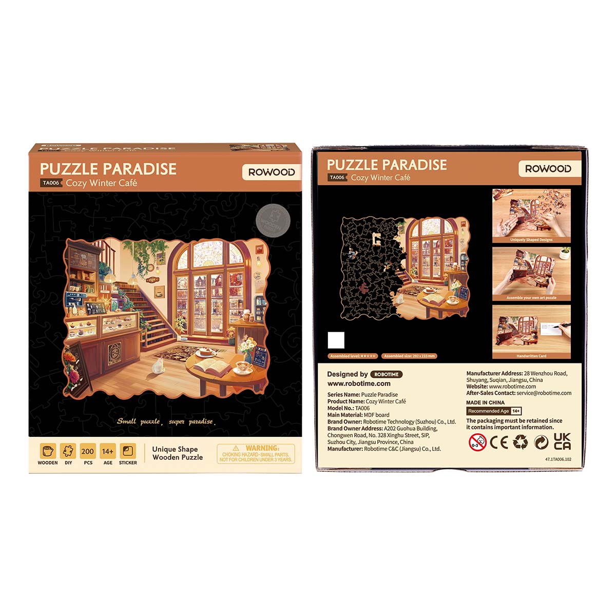 Rowood Cozy Winter Café Wooden Jigsaw Puzzle