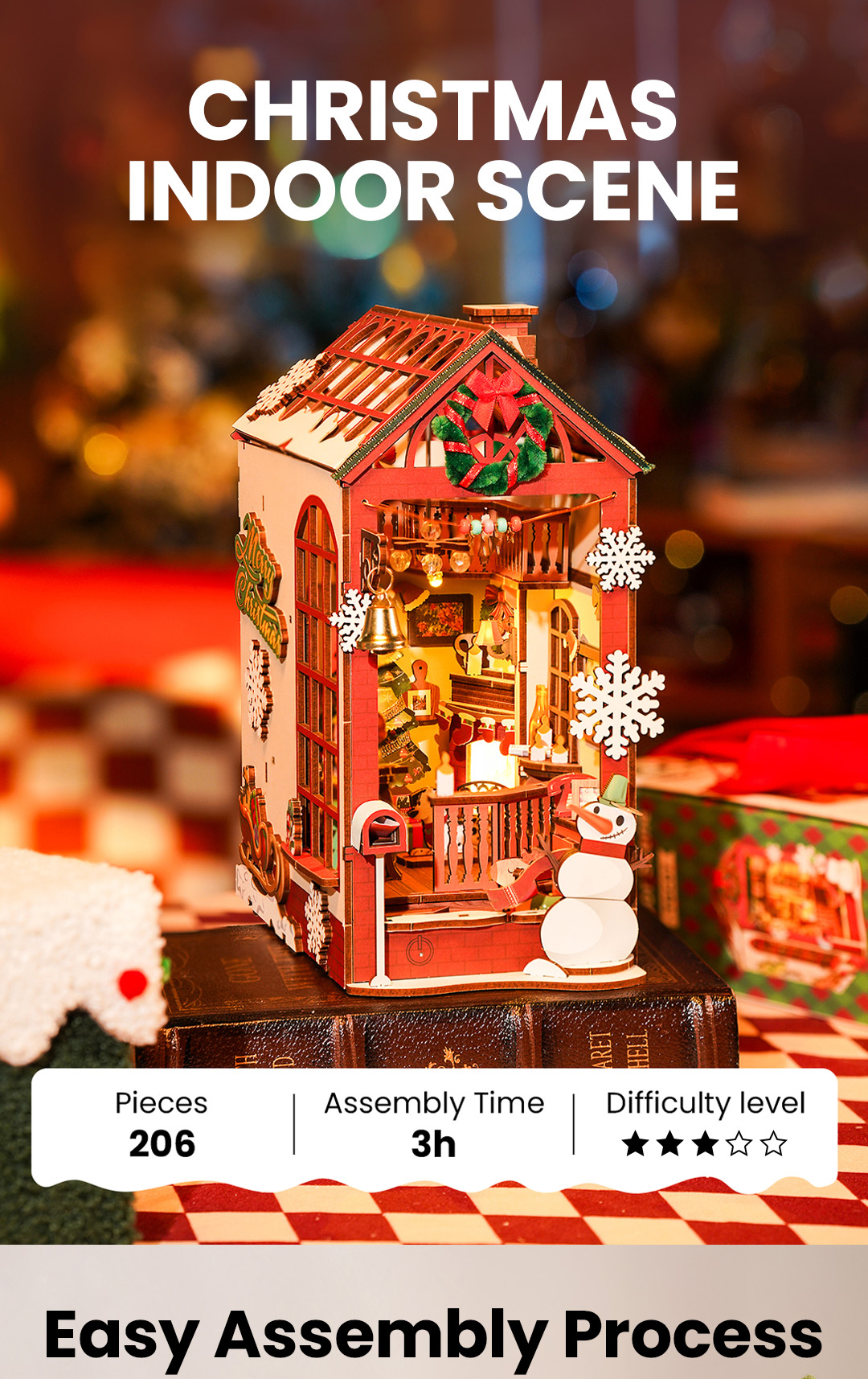 Rolife DIY Book Nook Kit - Christmas Indoor Scene TGC07