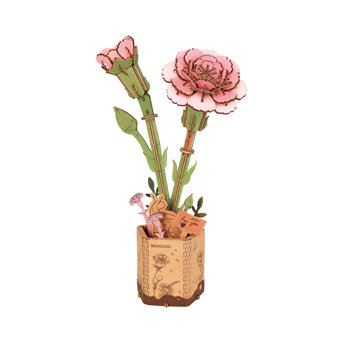 Rowood DIY Wooden Flower Pink Carnation TW051